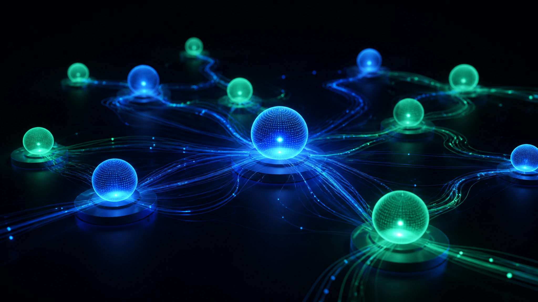 Vernetzte Technologie und Datenströme als Sinnbild für KI-Automatisierung