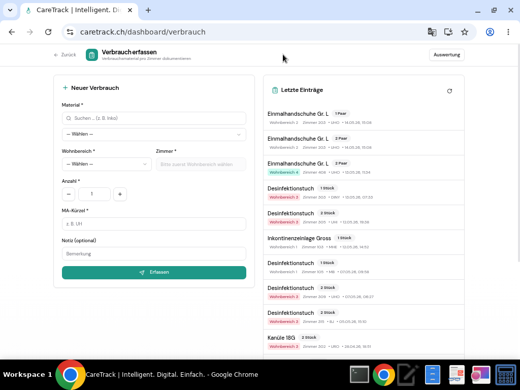 CareTrack Verbrauchserfassung – Materialien dokumentieren und nachverfolgen
